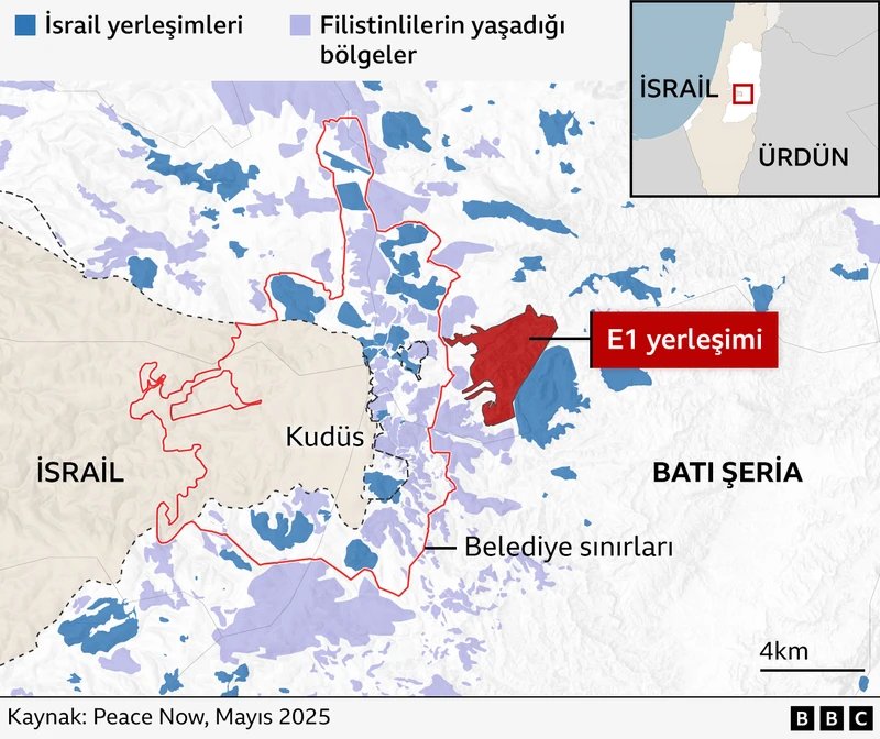Kudüs ve Batı Şeria yerleşim haritası