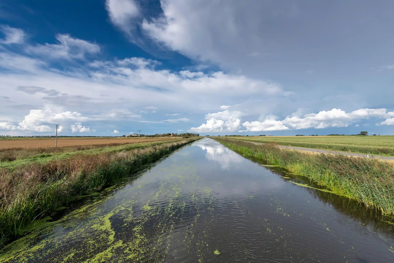 Looking along a small drainage canal