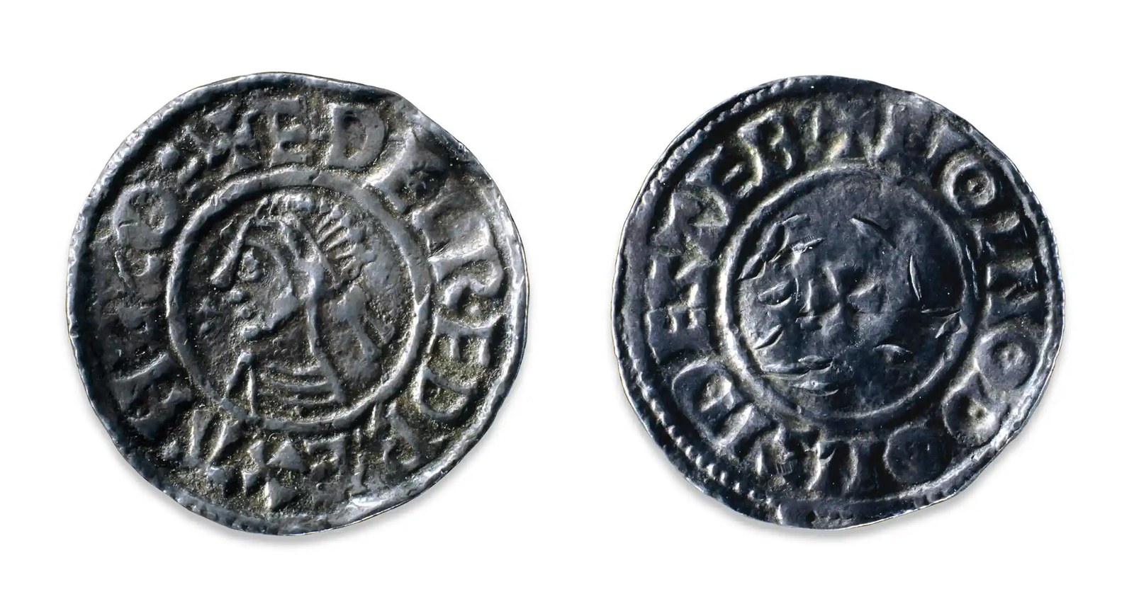A coin minted during the he reign of Æthelred II, 'the Unready', King of England.