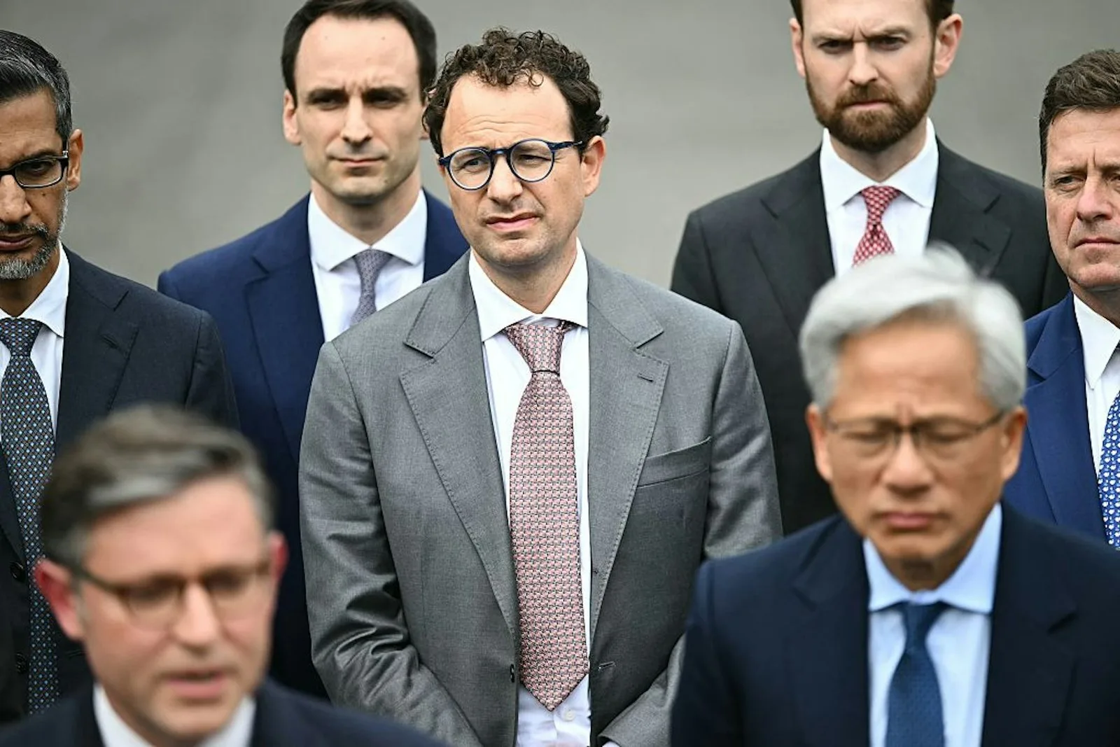 Anthropic CEO Dario Amodei, centre, has warned about the risks of rogue AI. Kent Nishimura/Getty Images