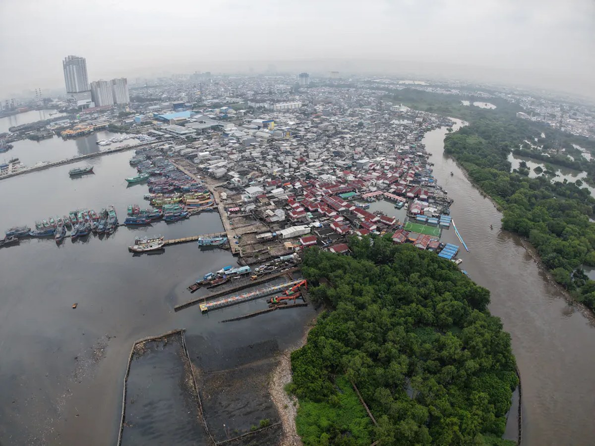 Aerial view of Jakarta coast