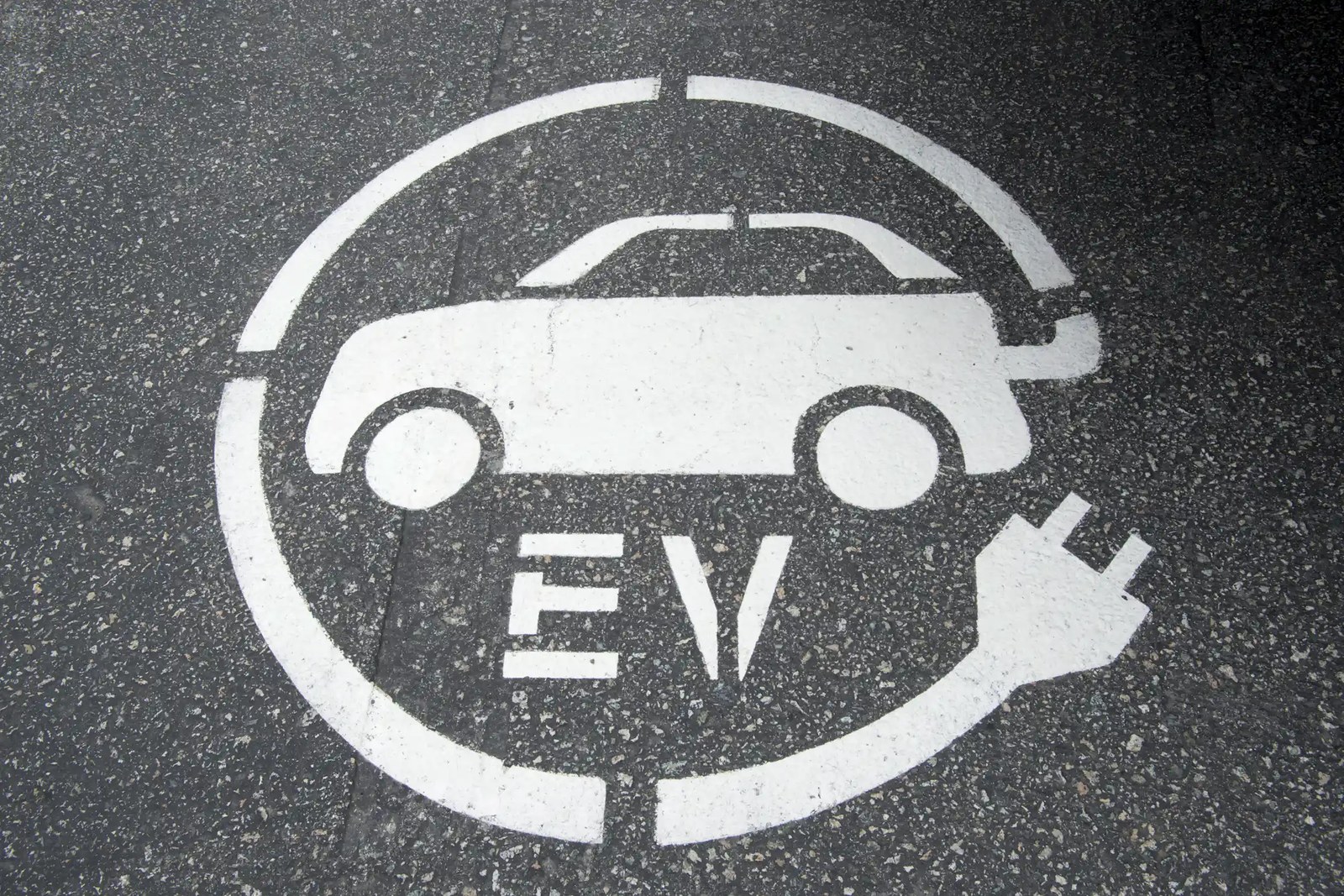 EV charging symbol on a parking spot