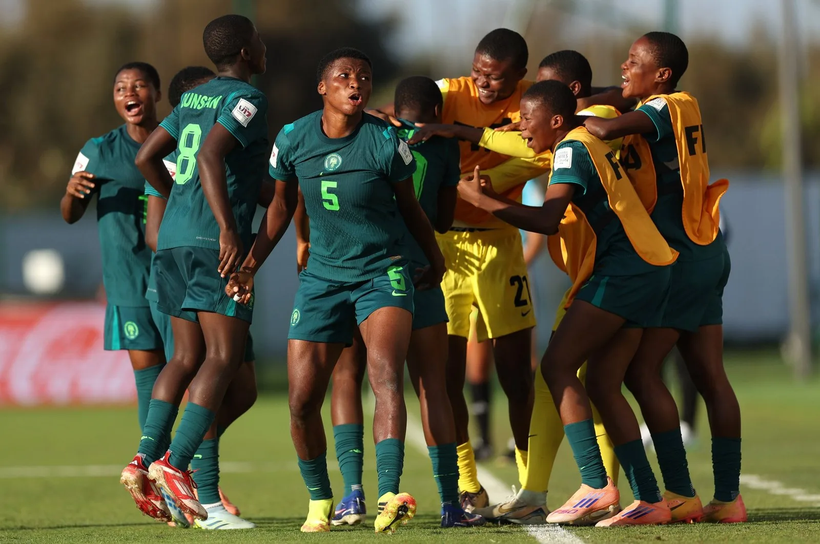 Flamingos celebrate after their win against DPR KoreaCredit: Super Falcons on X
