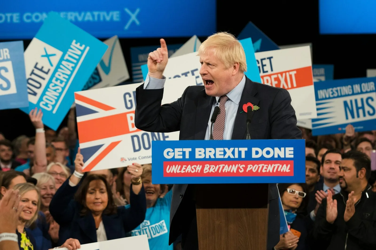 Johnson fought – and won – the 2019 general election on a promise to ‘get Brexit done’. EPA/VICKIE FLORES