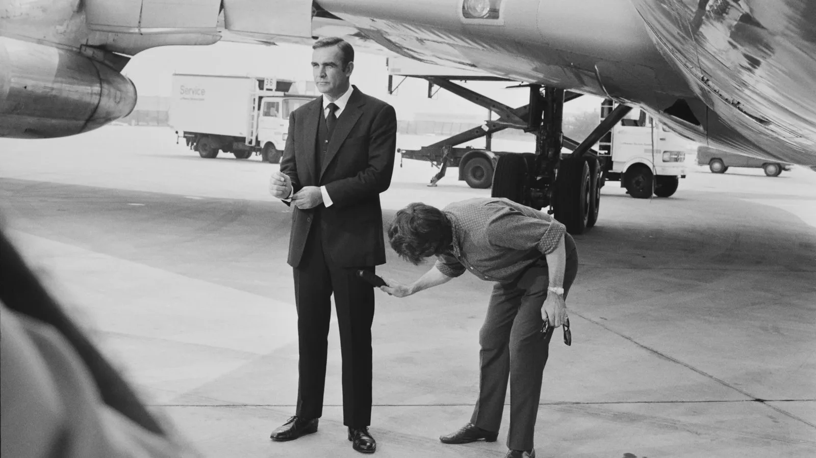 Scottish actor Sean Connery on location in Amsterdam for James Bond film 'Diamonds are Forever.'
