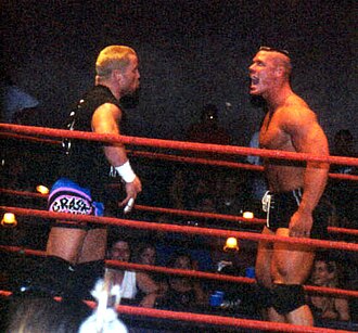 Cena facing Crash Holly at an Ultimate Pro Wrestling (UPW) show in 2000