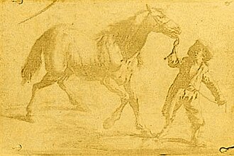 Earliest known surviving heliographic engraving, 1825, printed from a metal plate made by Joseph Nicéphore Niepce with his "heliographic process".[1] The plate was exposed under an ordinary engraving and copied it by photographic means. This was a step towards the first permanent photograph from nature taken with a camera obscura, in 1826.