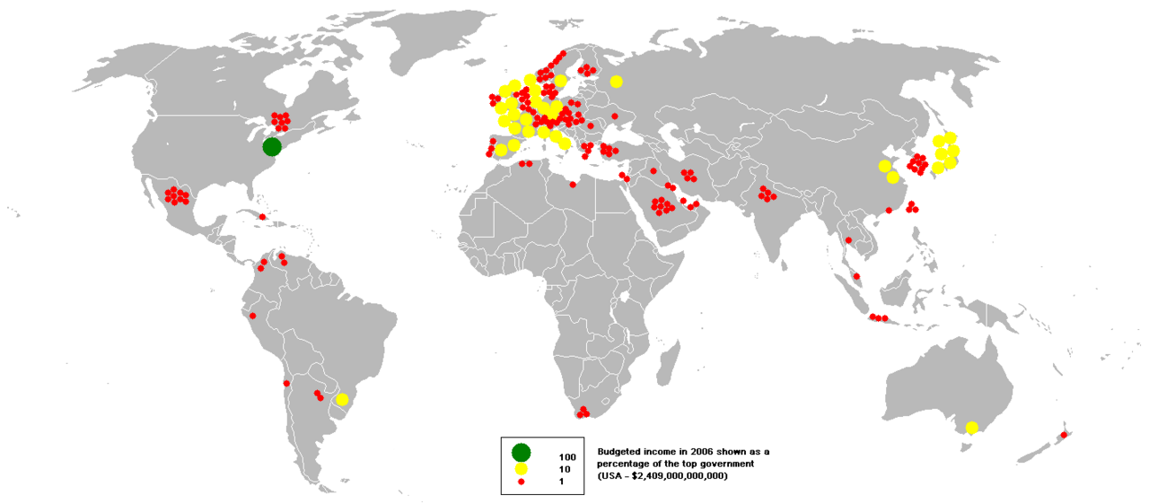 Budgeted revenues of governments in 2006.