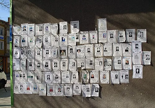 Traditional street obituary notes in Bulgaria